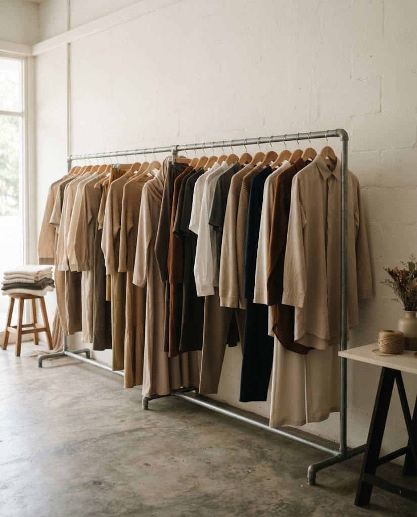 Showroom rail of current season wholesale clothing in Singapore